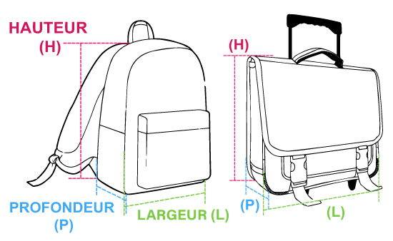 mesure sacs scolaires - pas cher - discount